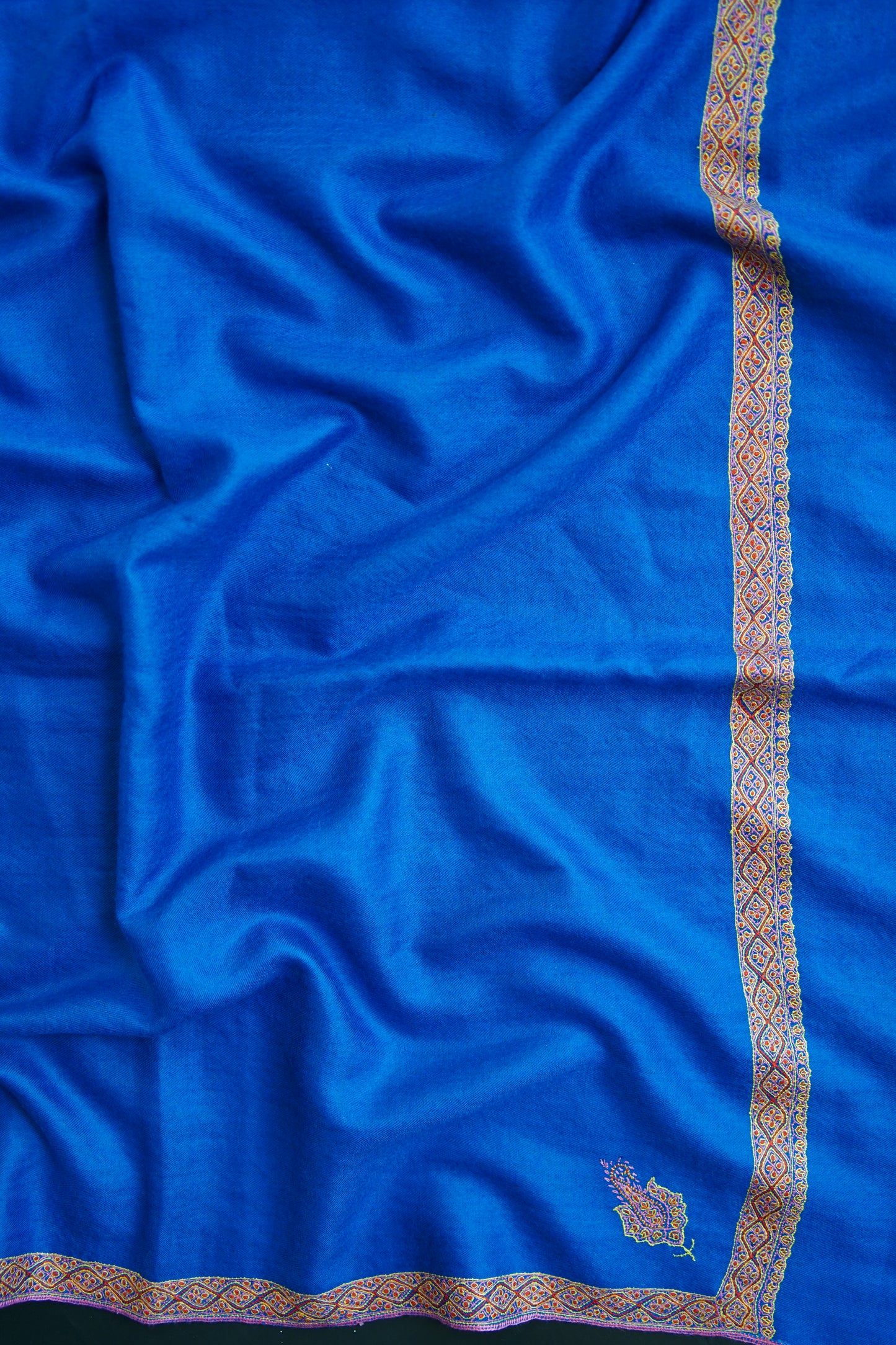 sapphire blue GI embroidery pashmina shawl 0074