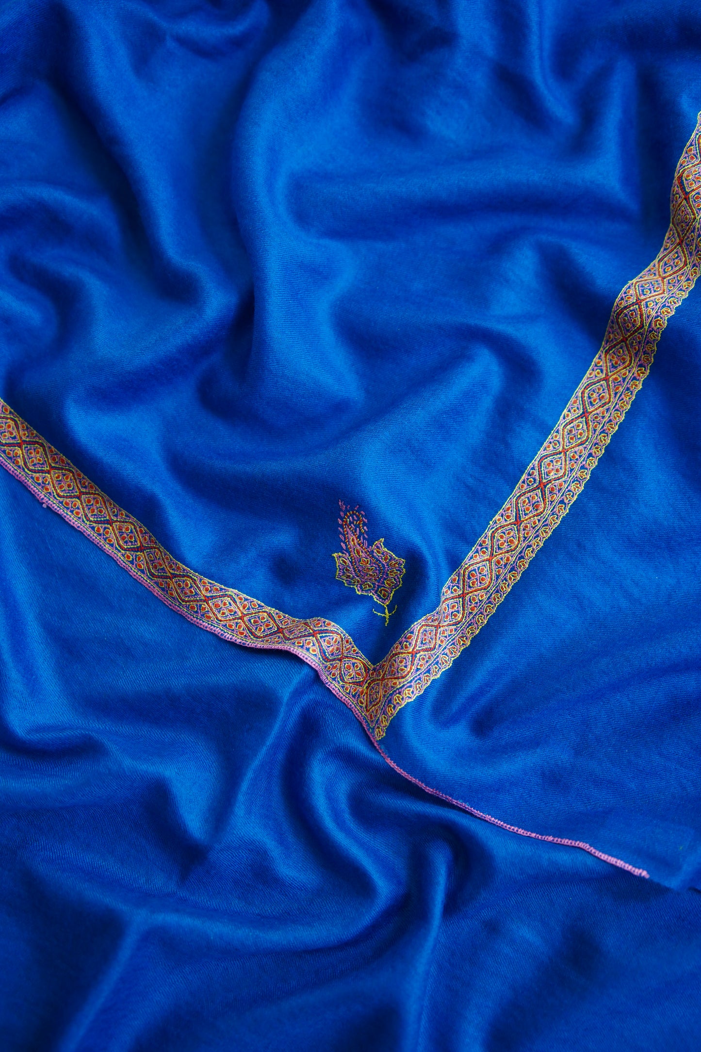 sapphire blue GI embroidery pashmina shawl 0074
