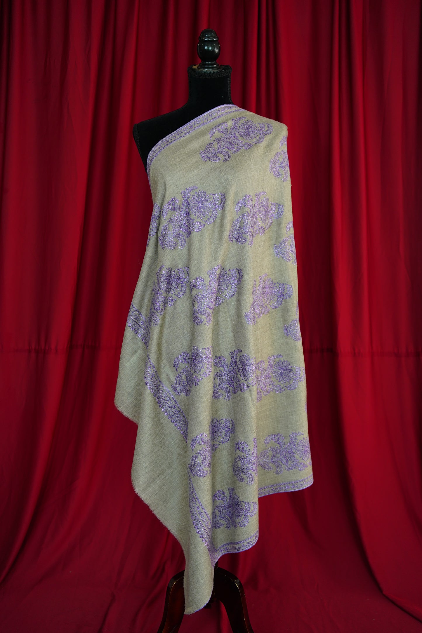 natural GI butis embroidery pashmina shawl 0076