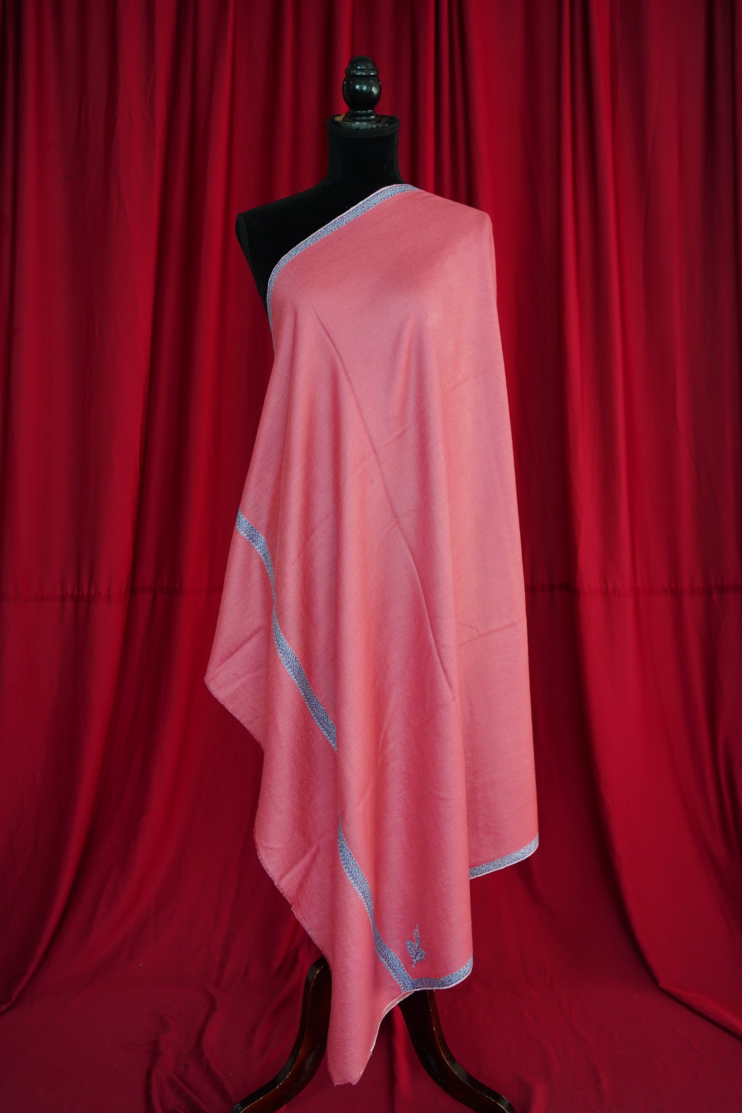 punch pink GI embroidery pashmina shawl 0081