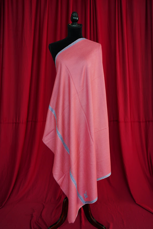 punch pink GI embroidery pashmina shawl 0081