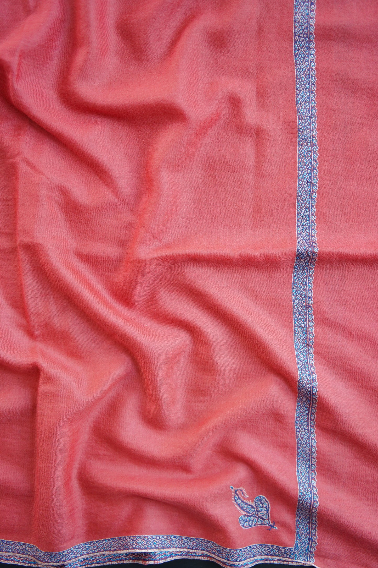 punch pink GI embroidery pashmina shawl 0081