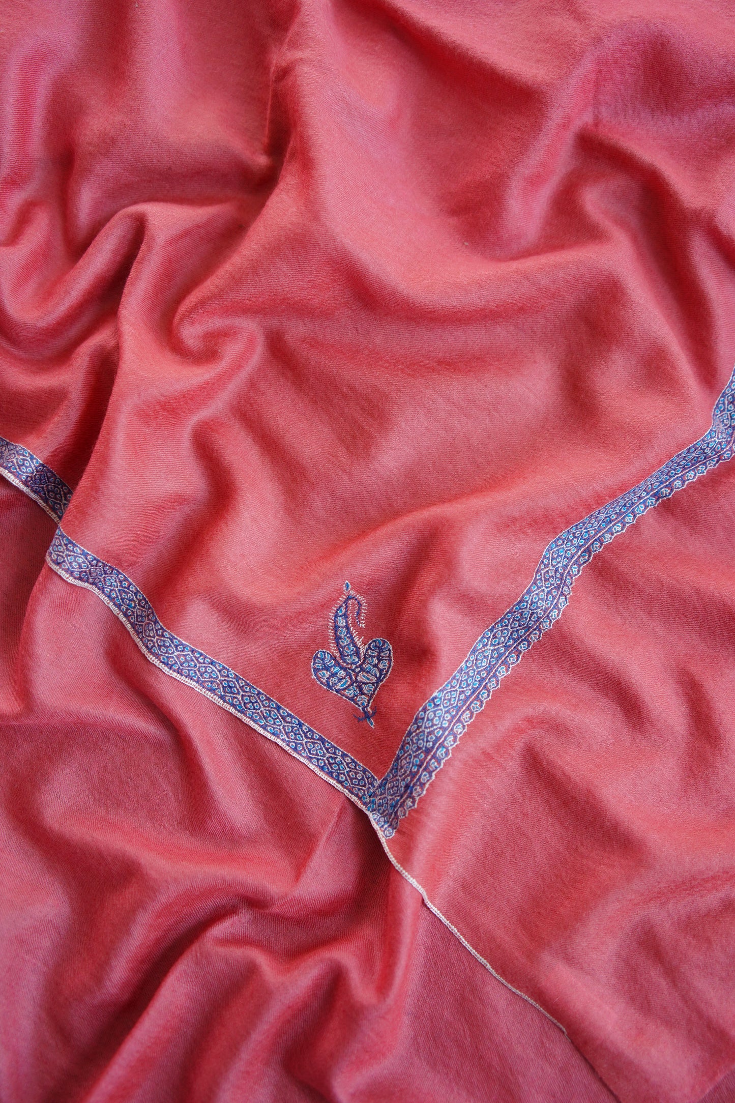 punch pink GI embroidery pashmina shawl 0081
