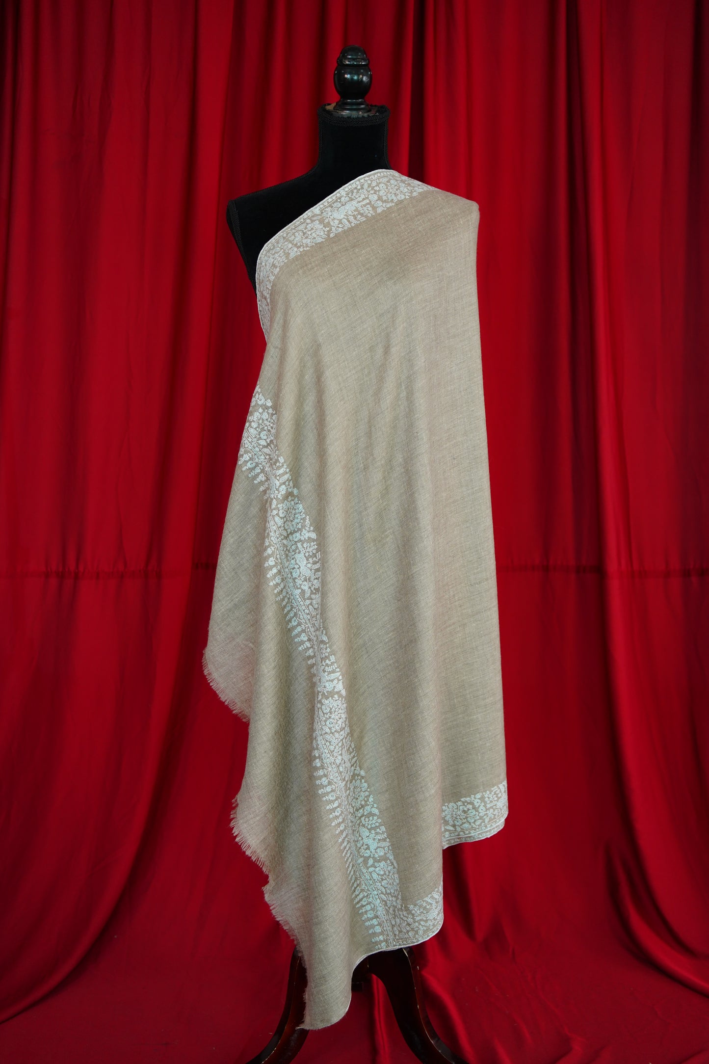 light natural GI embroidery pashmina shawl 0083