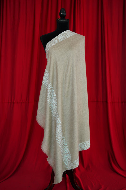 light natural GI embroidery pashmina shawl 0083