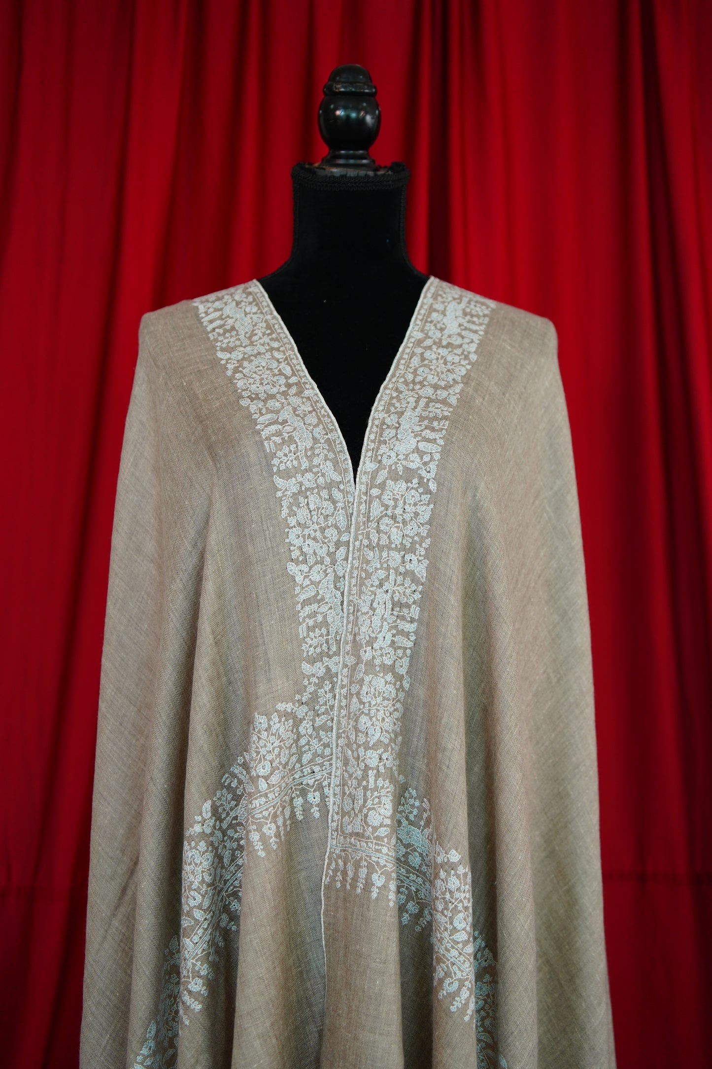 light natural GI embroidery pashmina shawl 0083