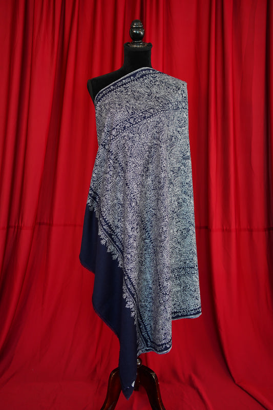 blue GI jamma embroidery pashmina shawl 0087