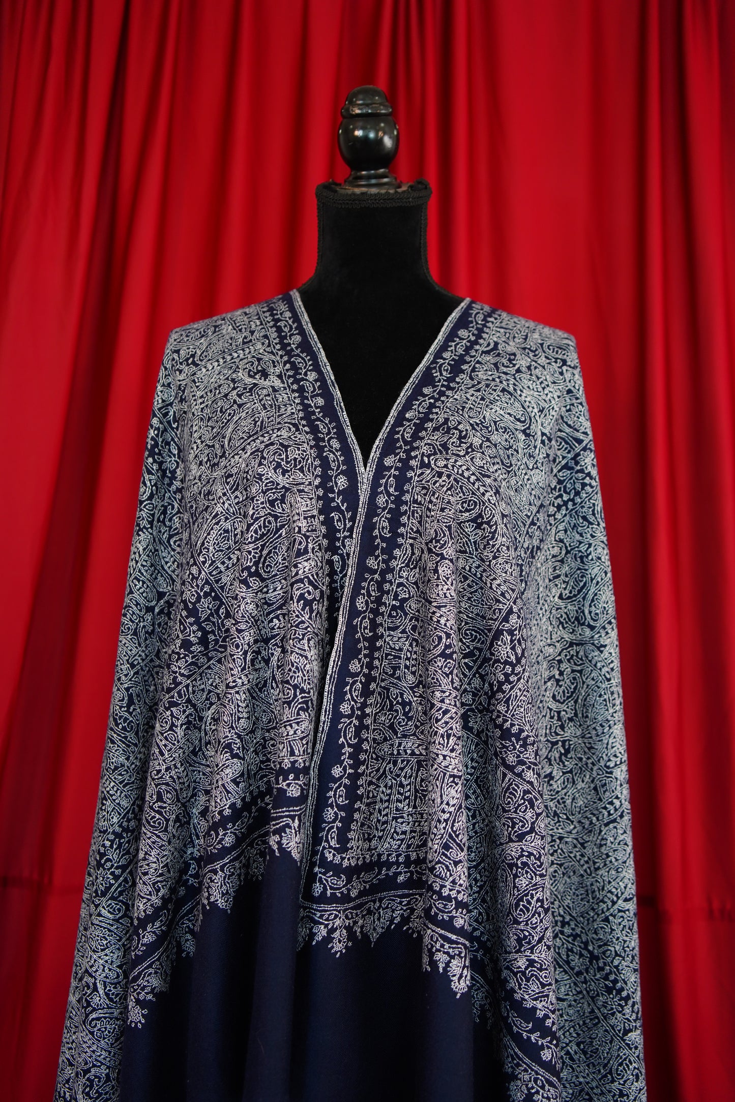 blue GI jamma embroidery pashmina shawl 0087