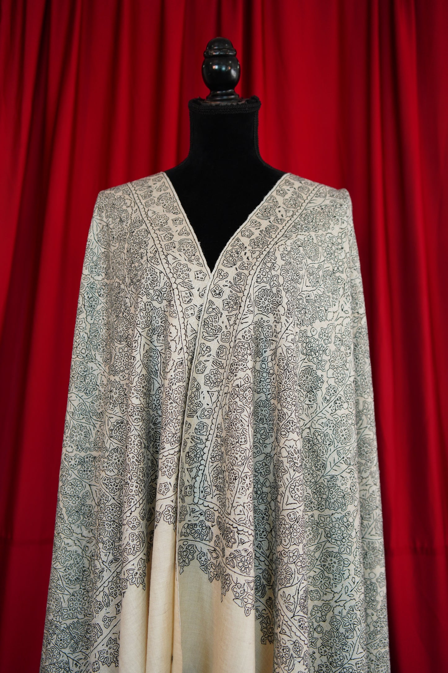 white GI jamma embroidery pashmina shawl 0089