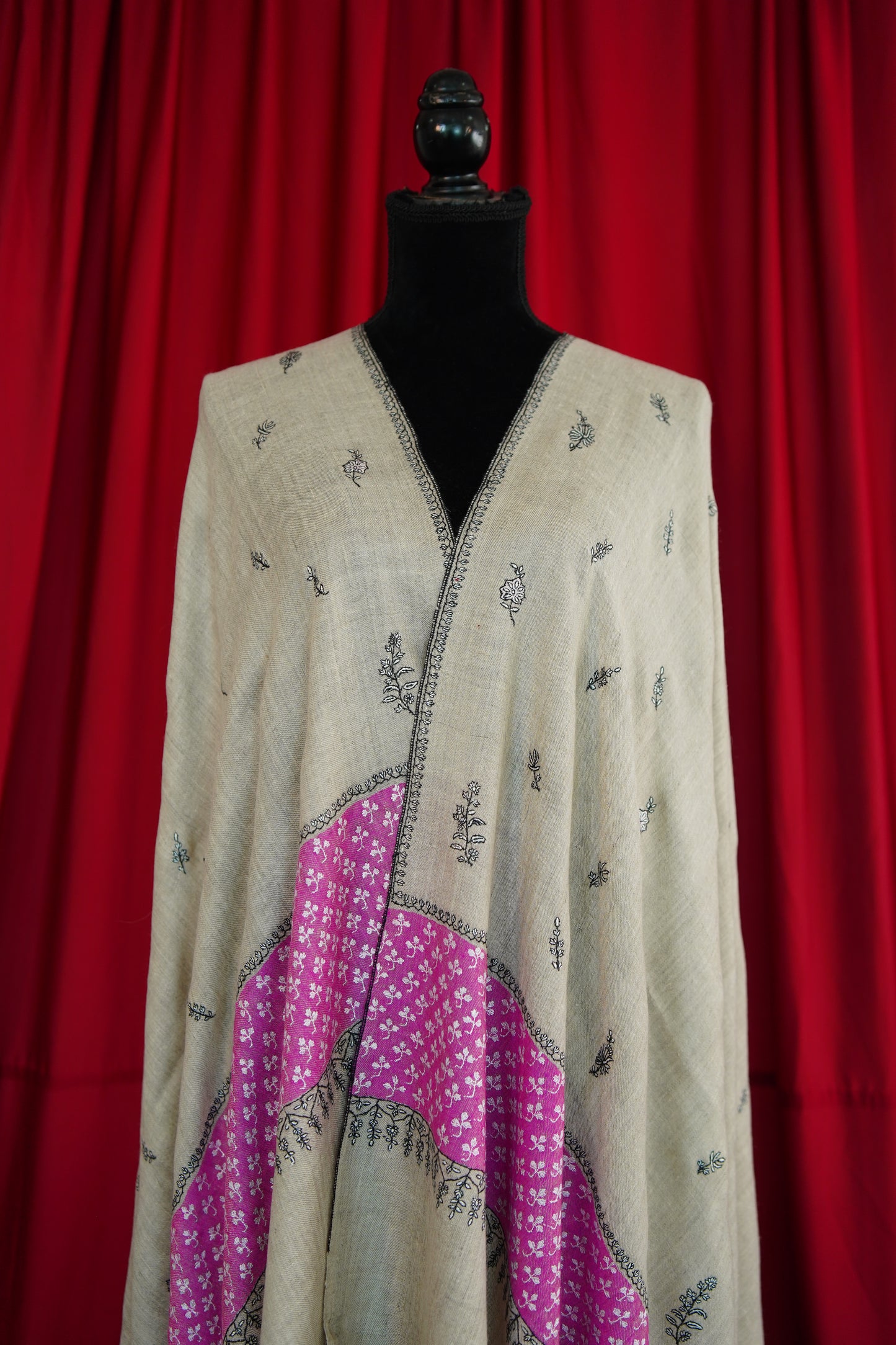 natural GI butis embroidery pashmina shawl 0095