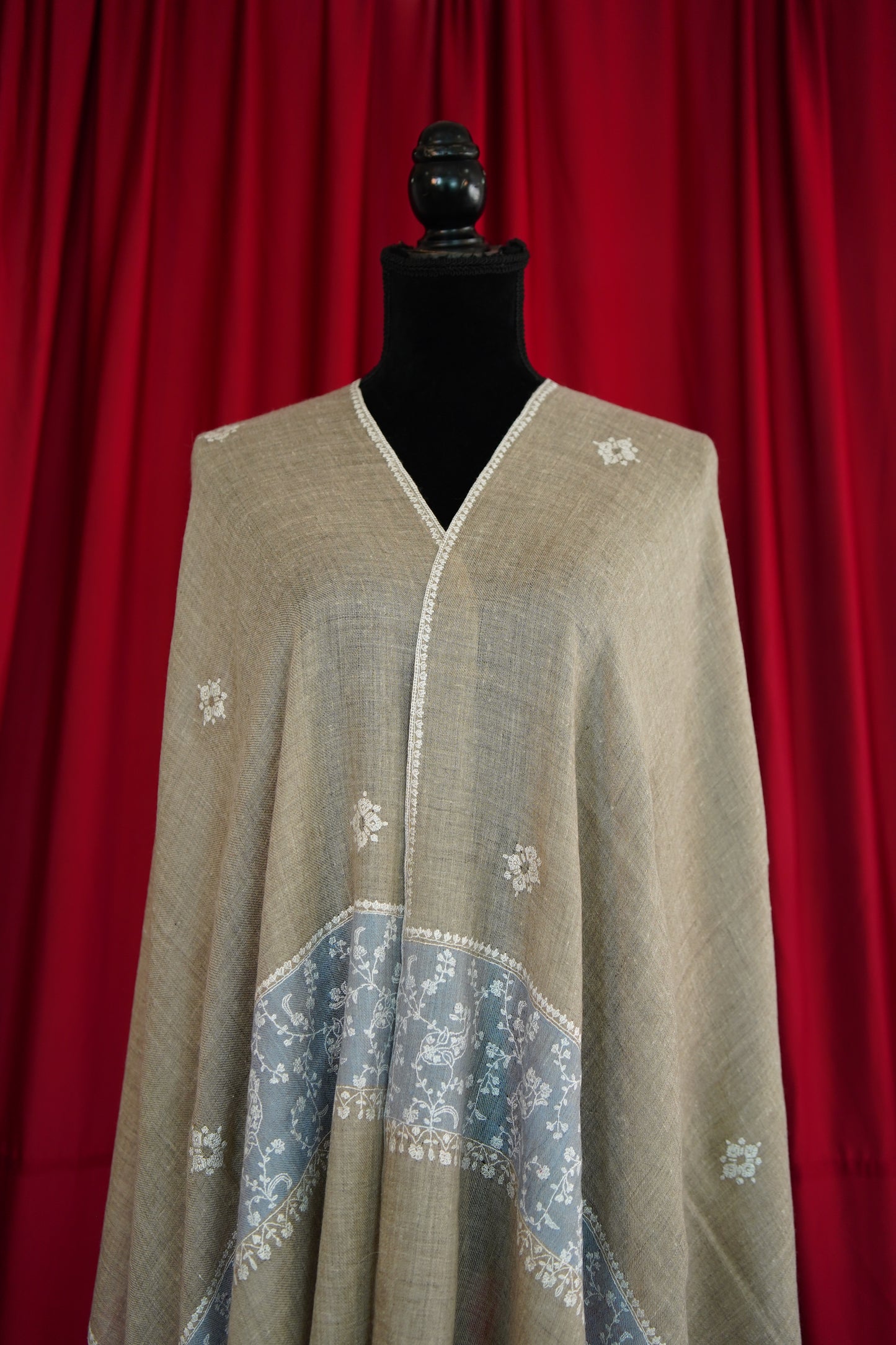 natural GI butis embroidery pashmina stole 0096