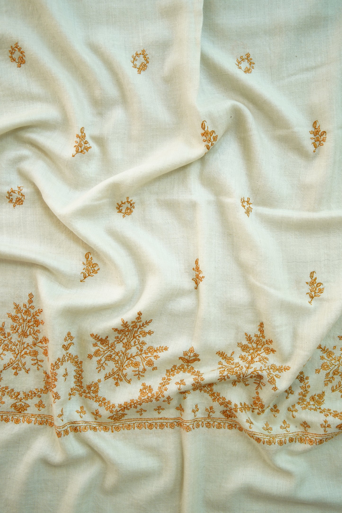 white GI butis embroidery pashmina stole 0097