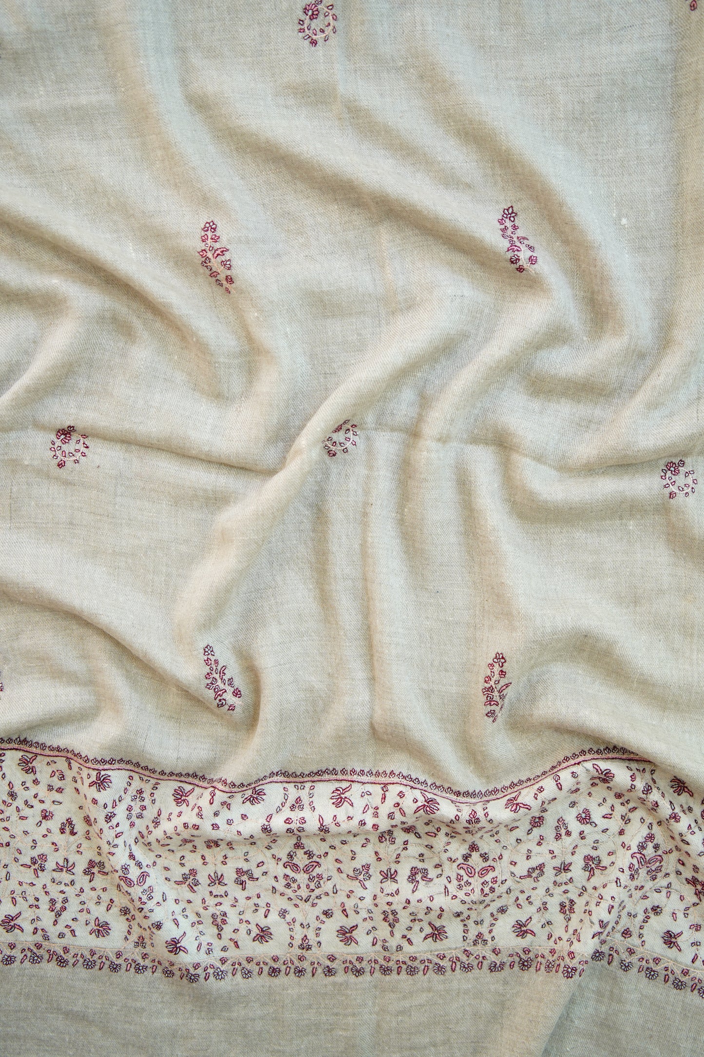 light natural GI butis embroidery pashmina stole 0101