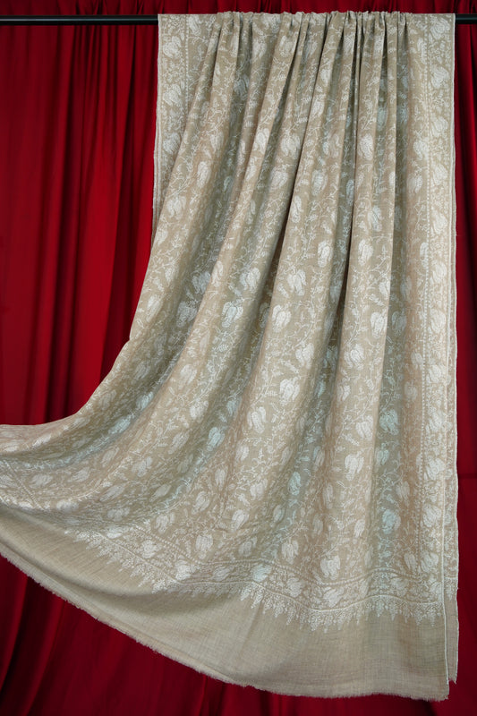 natural XL GI embroidery pashmina shawl 0102