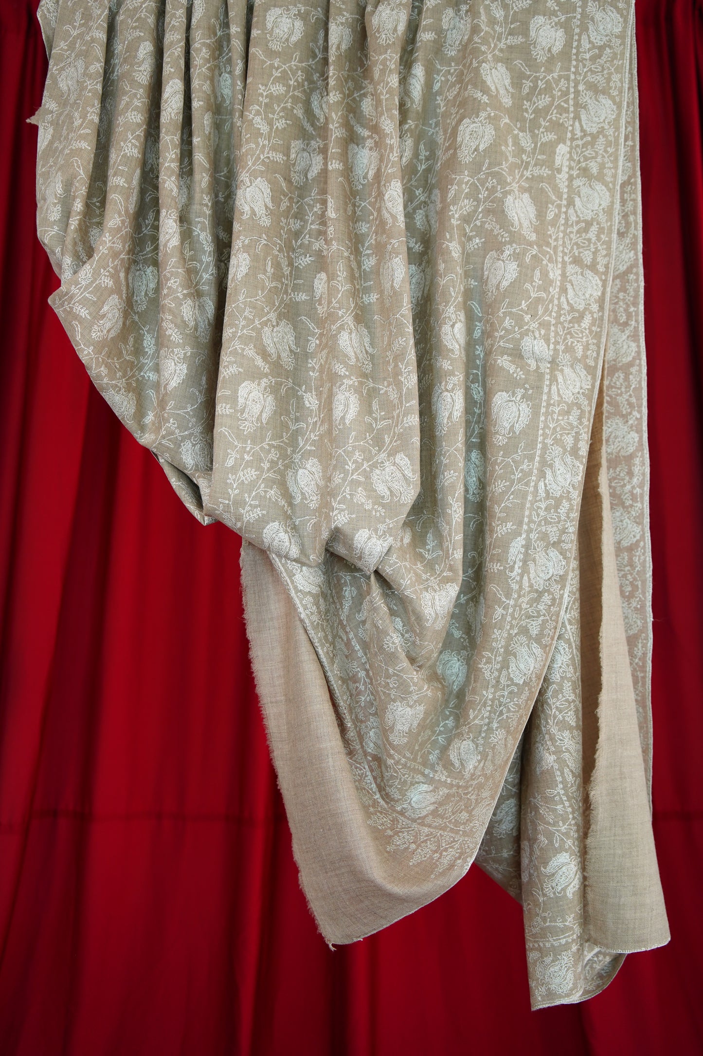 natural XL GI embroidery pashmina shawl 0102