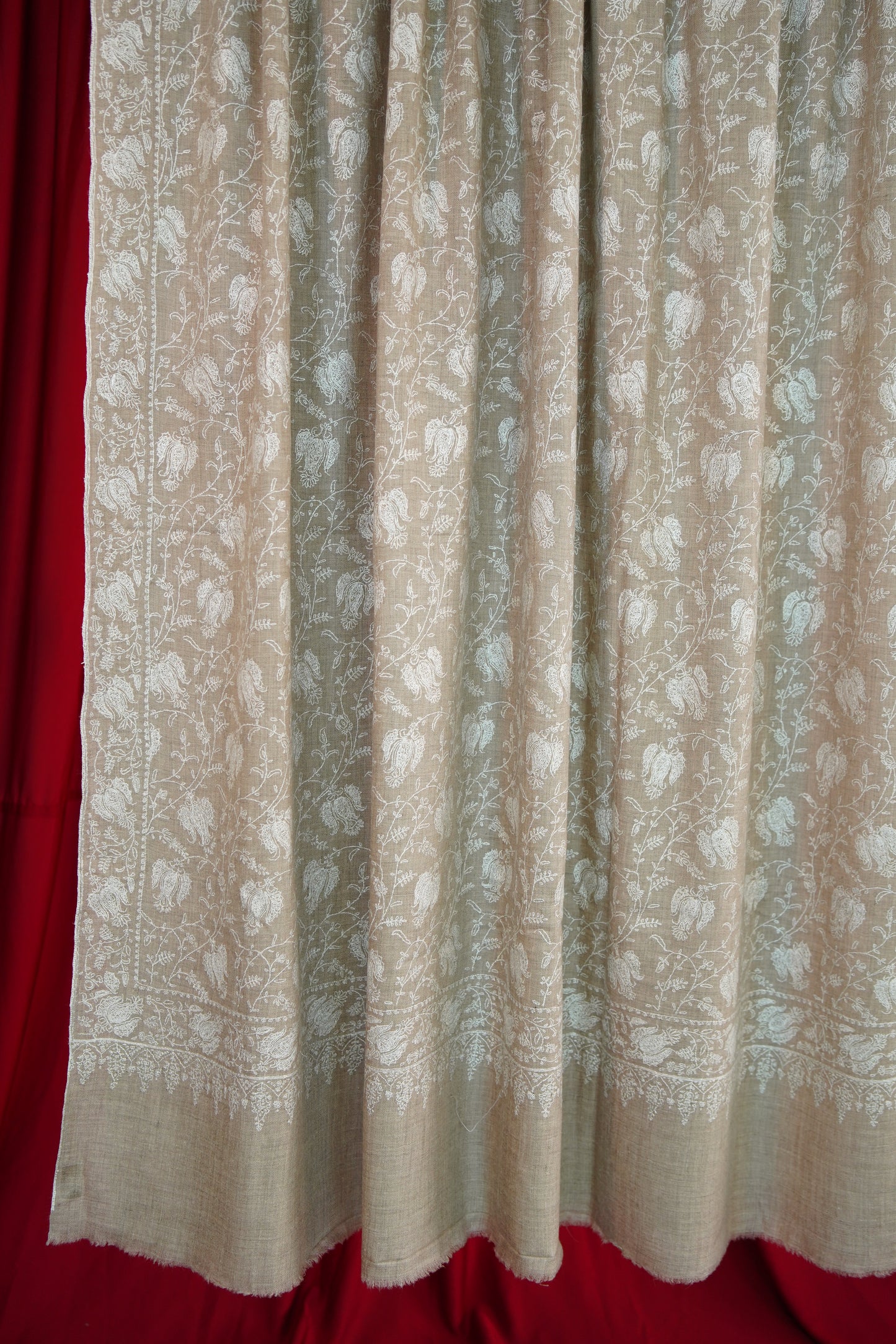 natural XL GI embroidery pashmina shawl 0102