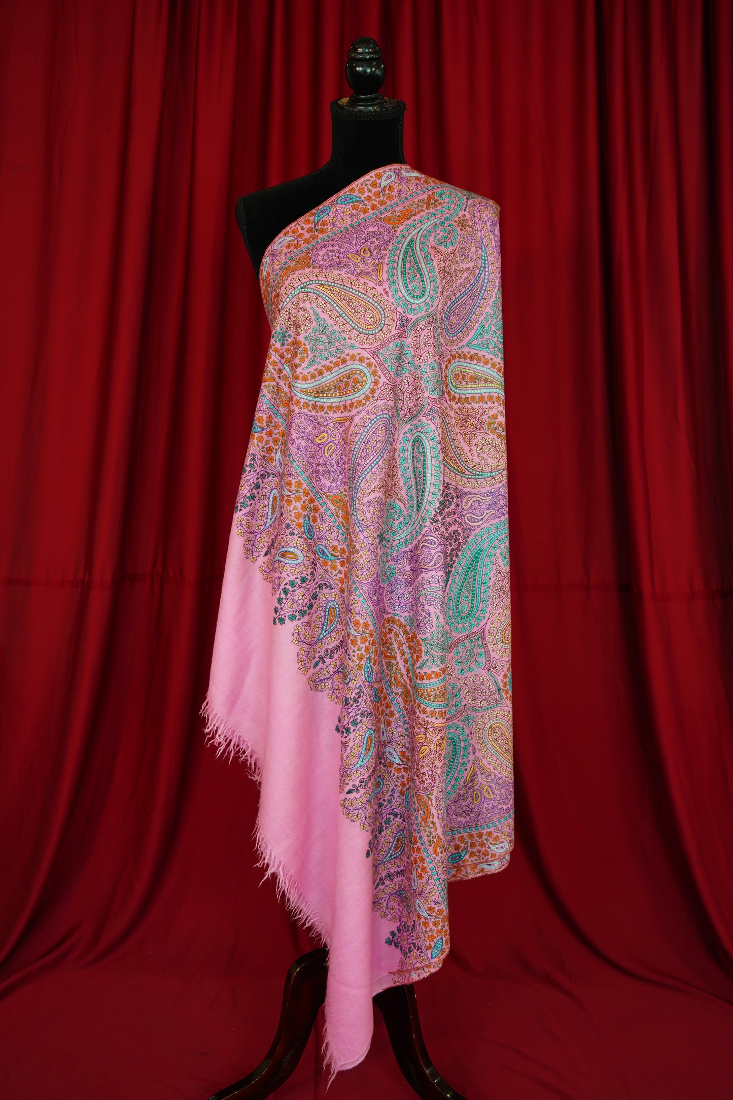 pink GI jamma embroidery pashmina shawl 0105