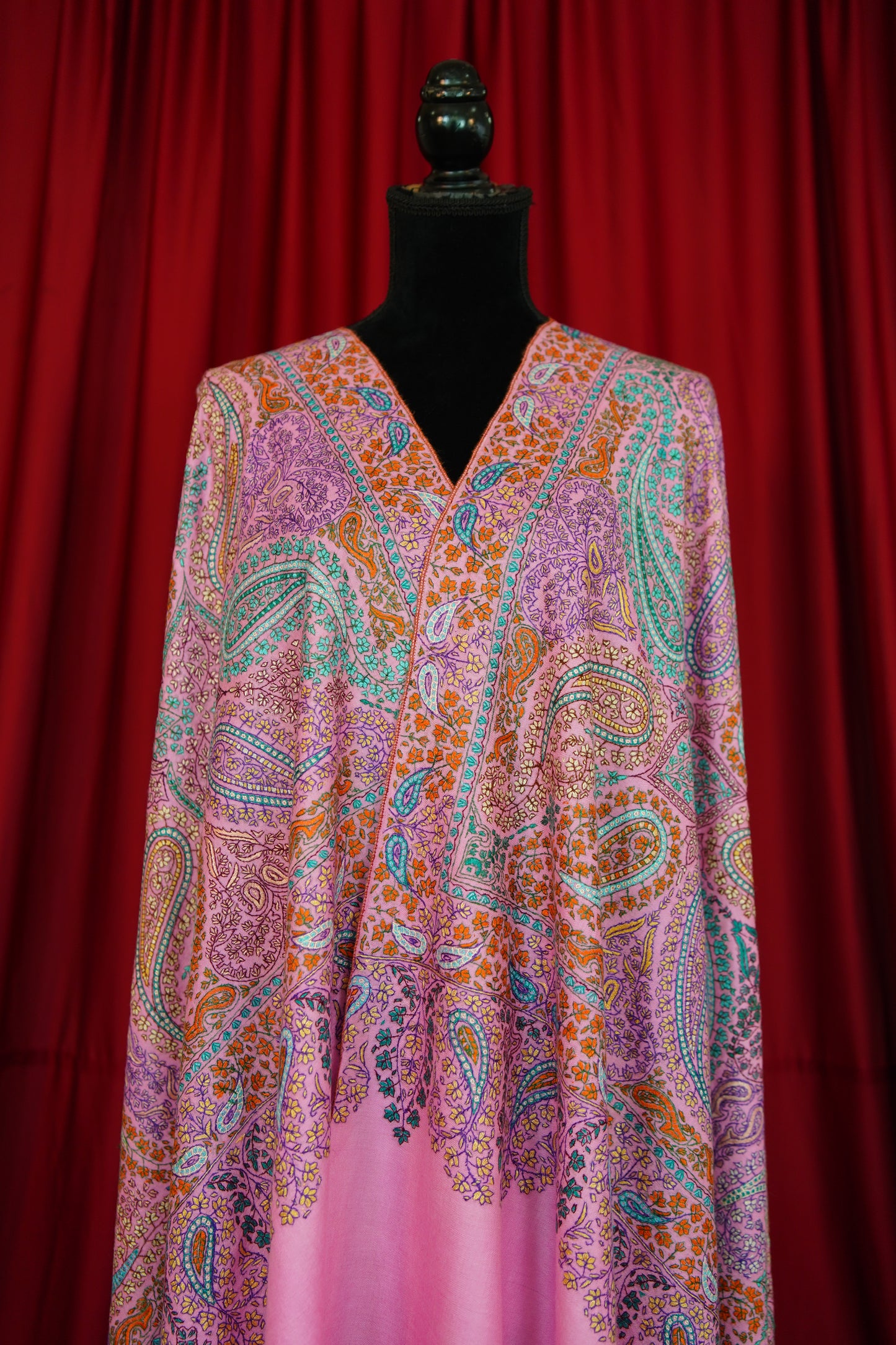 pink GI jamma embroidery pashmina shawl 0105