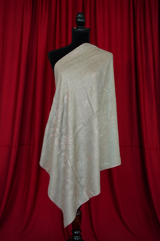 natural butis GI embroidery pashmina stole 0107