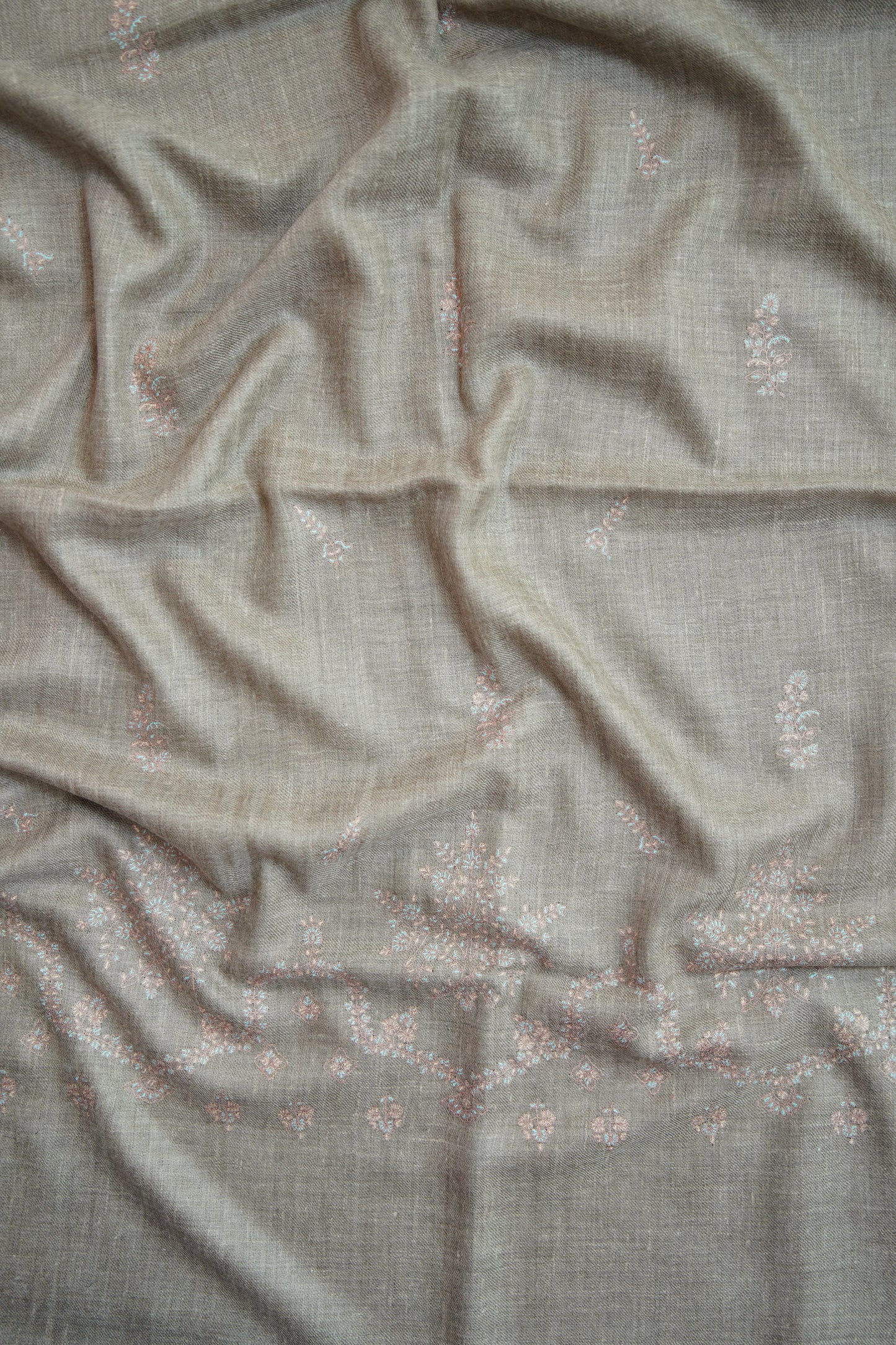 natural butis GI embroidery pashmina stole 0107