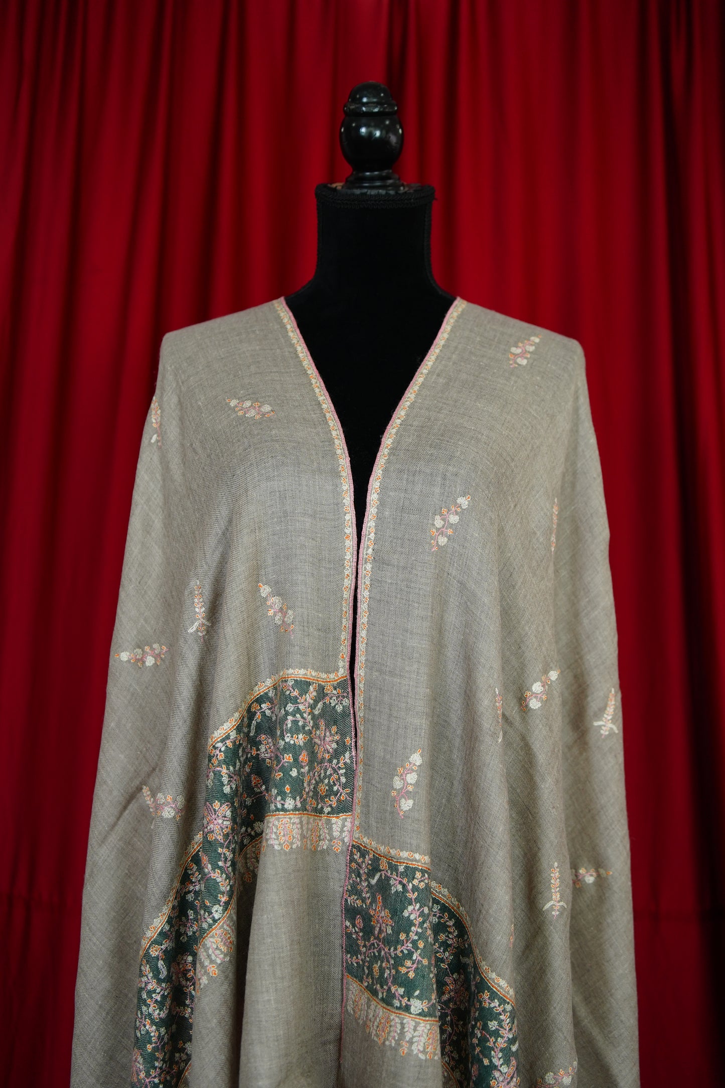 natural butis GI embroidery pashmina stole 0109