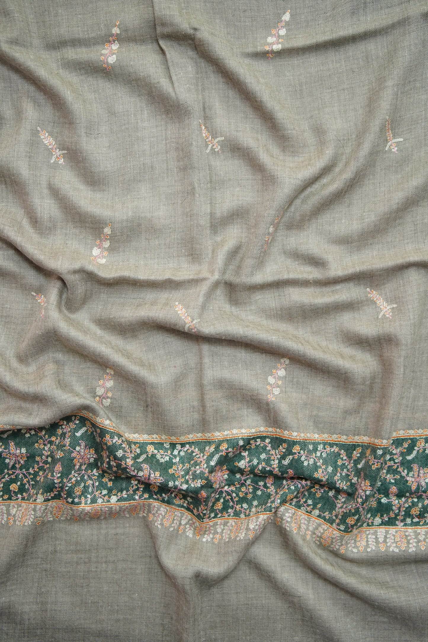 natural butis GI embroidery pashmina stole 0109