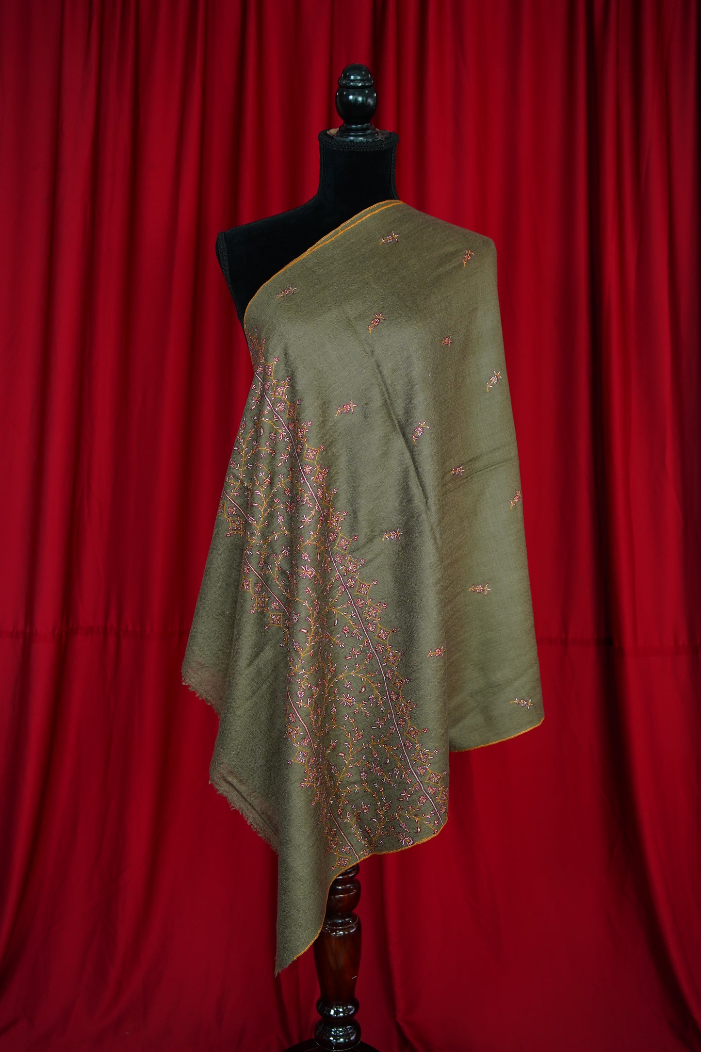 chocolate brown GI embroidery pashmina stole 0110
