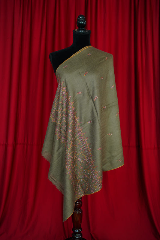 chocolate brown GI embroidery pashmina stole 0110