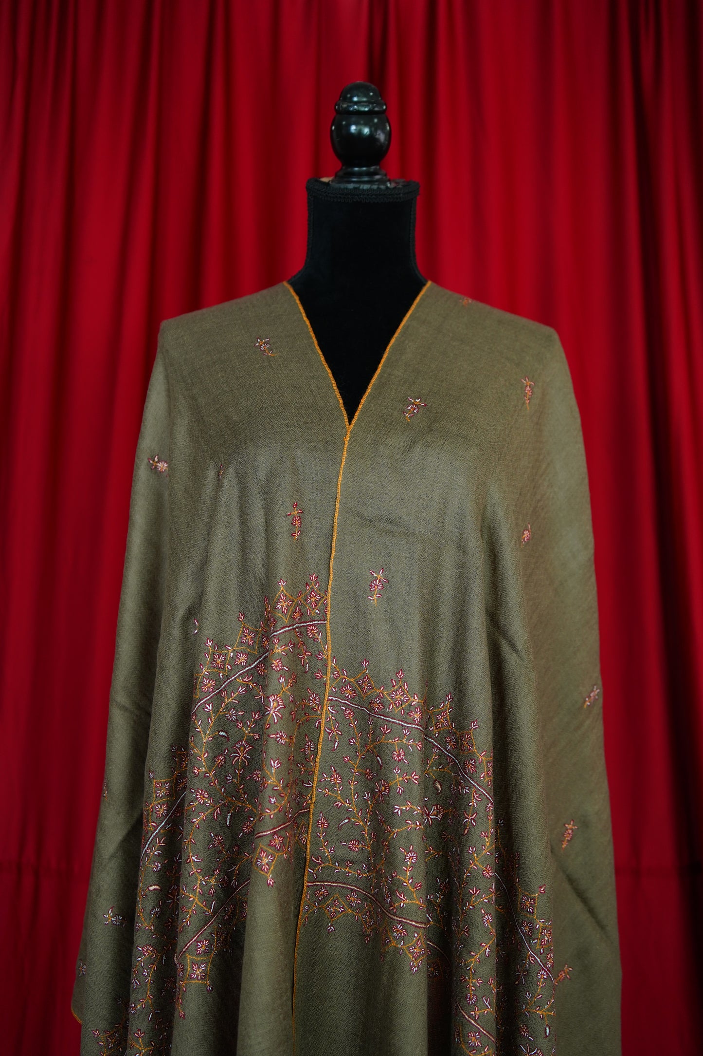 chocolate brown GI embroidery pashmina stole 0110