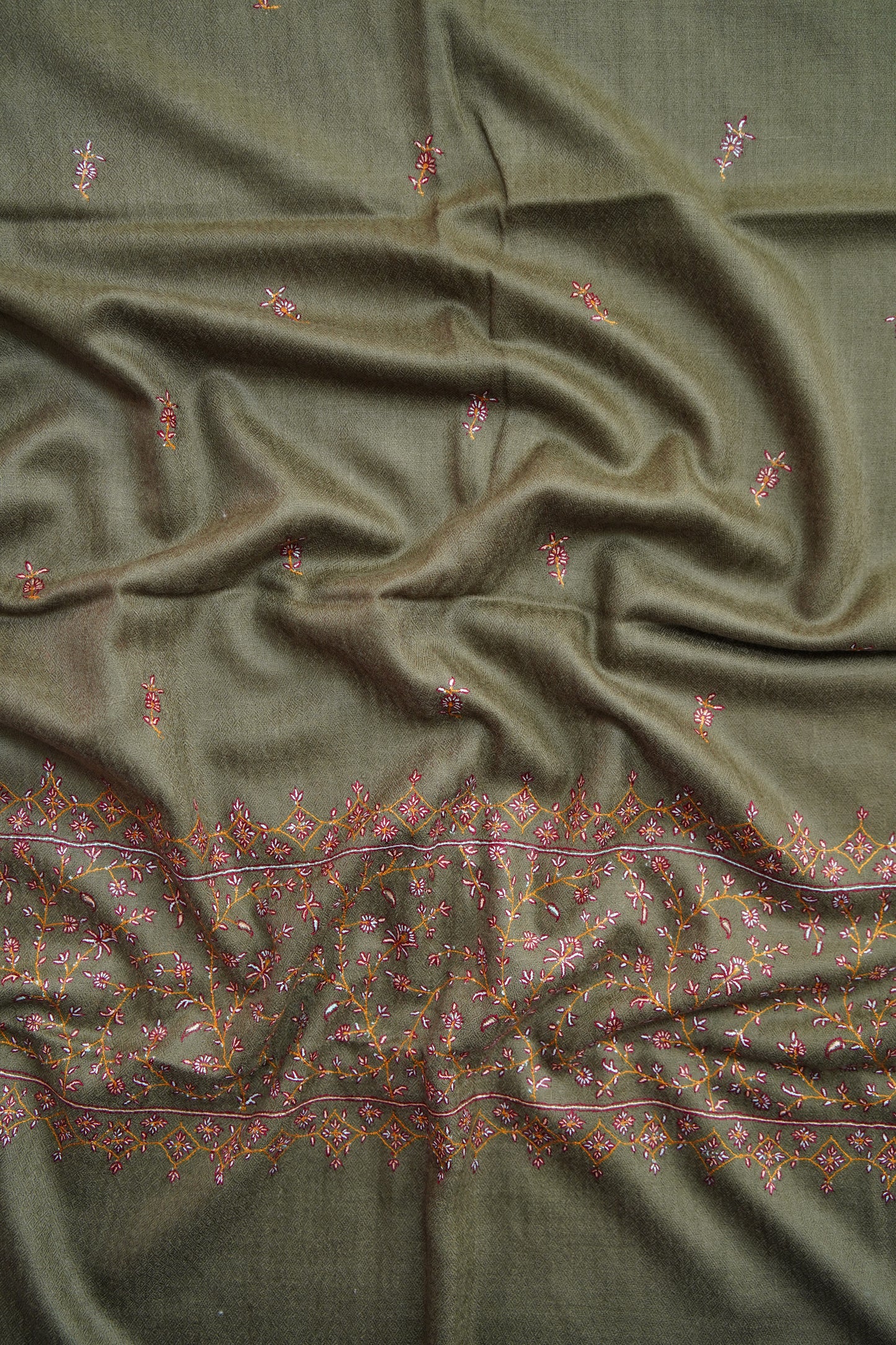 chocolate brown GI embroidery pashmina stole 0110
