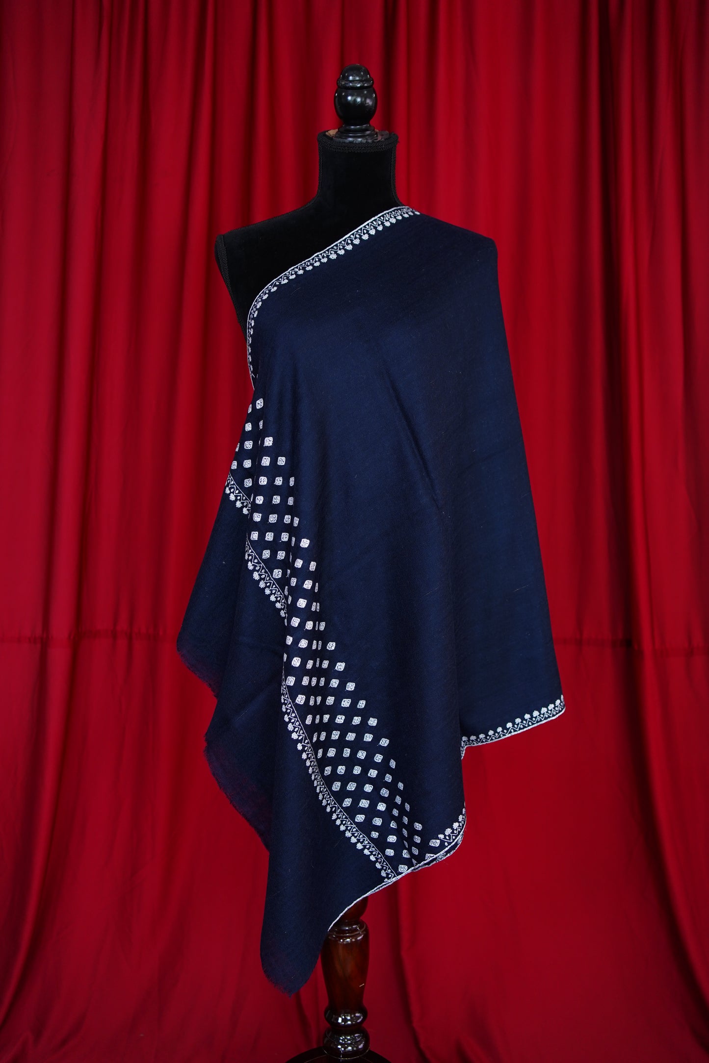 dark blue GI embroidery pashmina stole 0112