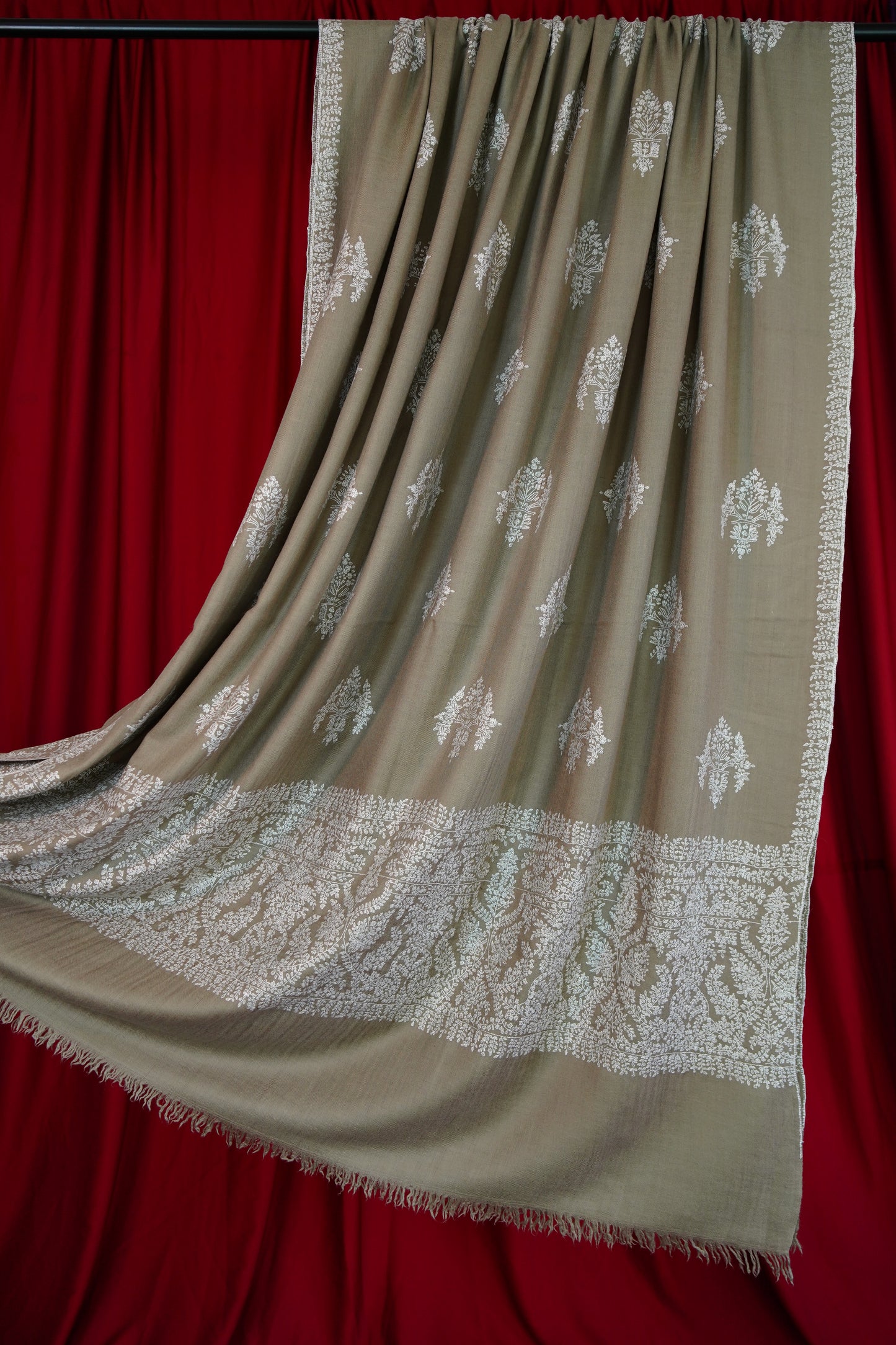 natural XL GI  embroidery pashmina shawl 0114