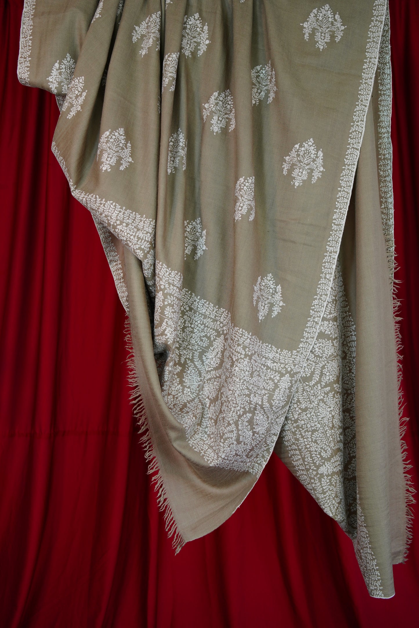 natural XL GI  embroidery pashmina shawl 0114