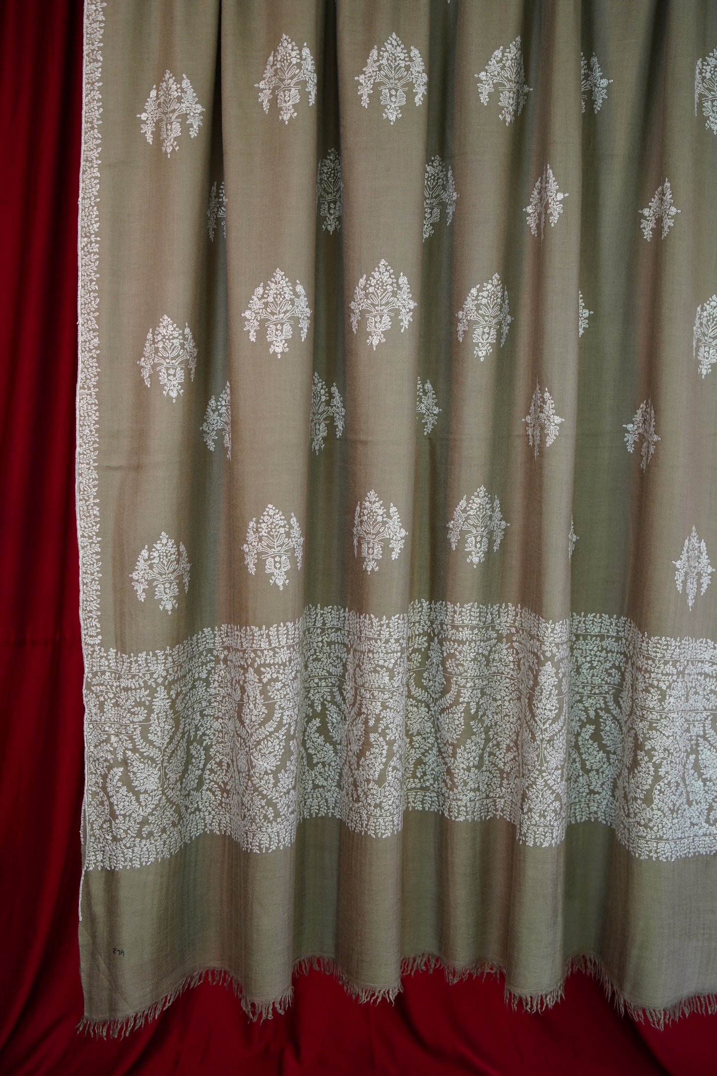 natural XL GI  embroidery pashmina shawl 0114