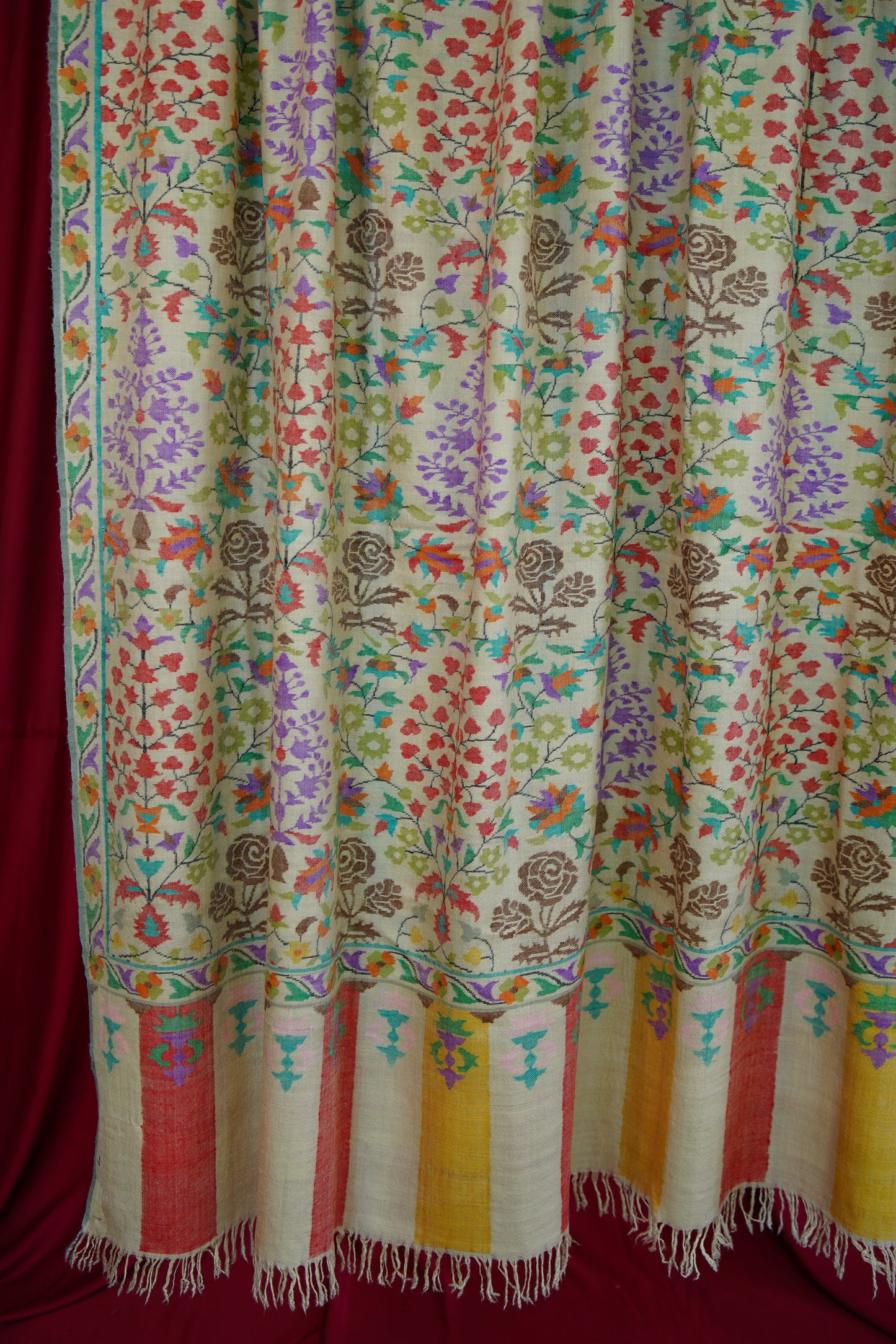 multi-coloured XL GI kani jamma pashmina shawl 0115