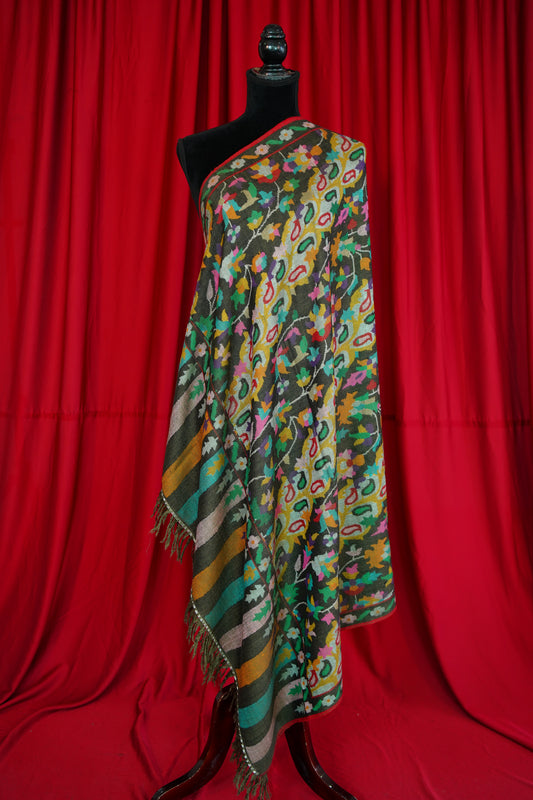 charcoal black GI kani jamma pashmina shawl 0120