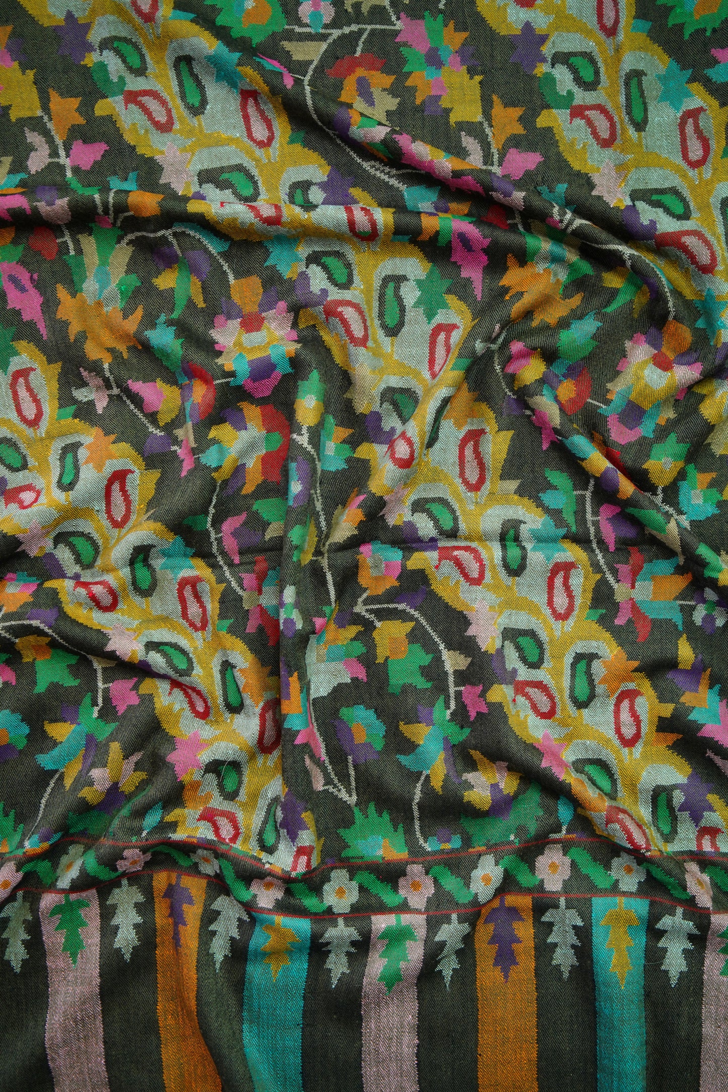 charcoal black GI kani jamma pashmina shawl 0120