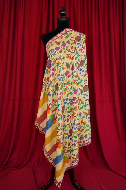 multi-coloured GI kani jamma pashmina shawl 0121