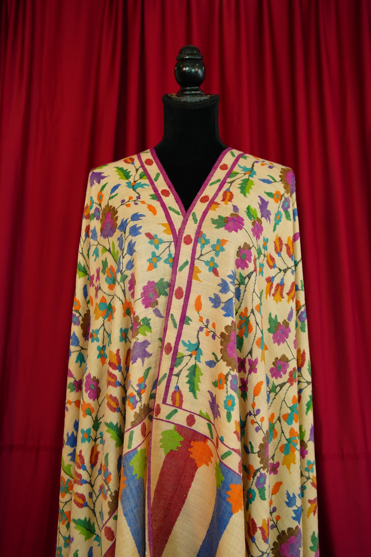multi-coloured GI kani jamma pashmina shawl 0121