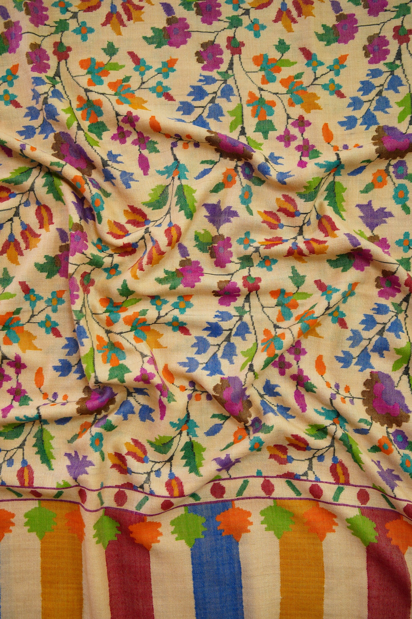 multi-coloured GI kani jamma pashmina shawl 0121