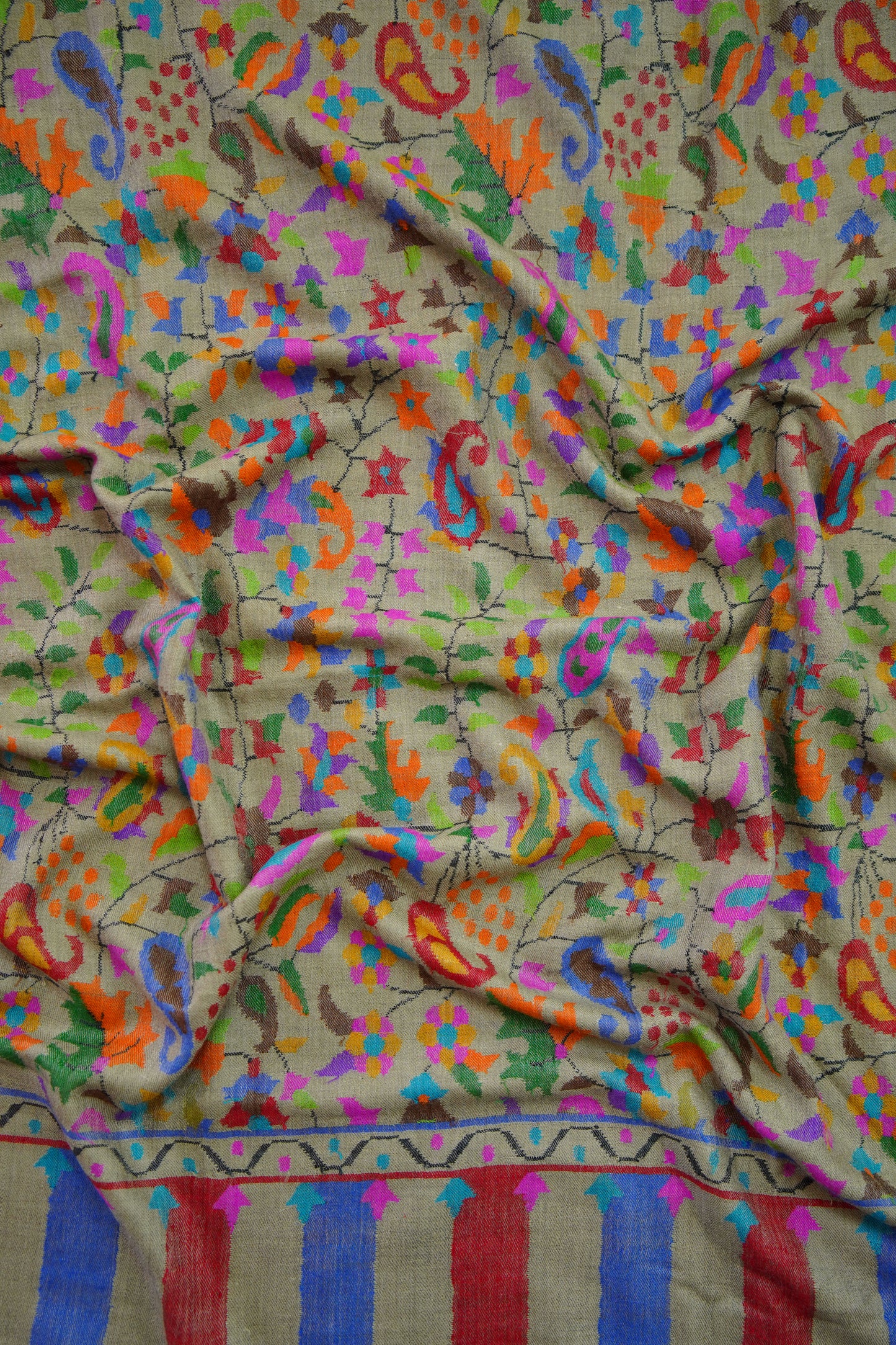 natural multi-coloured GI kani jamma pashmina shawl 0123