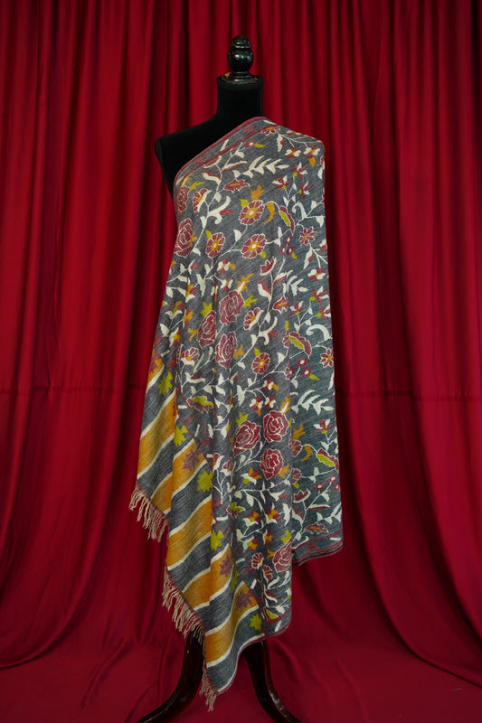 multi-coloured gulabdaar GI kani jamma pashmina shawl 0128