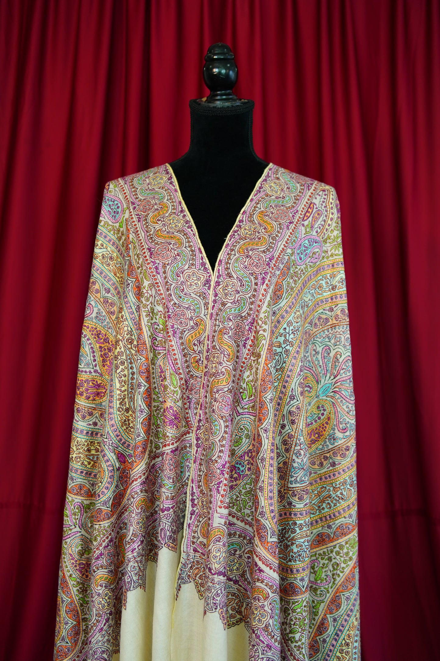 white GI jamma embroidery pashmina shawl 0132