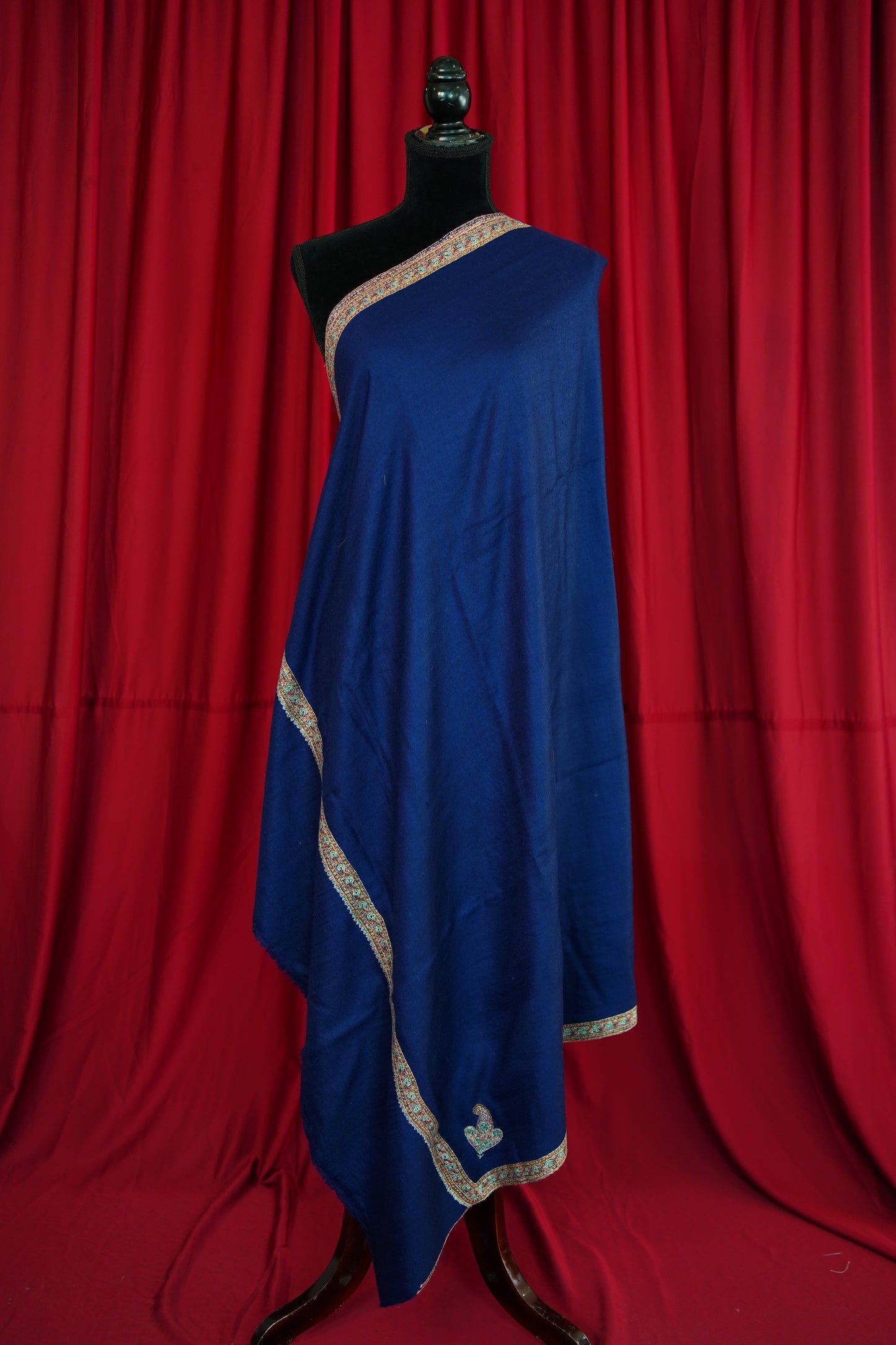 denim blue GI embroidery pashmina shawl 0133