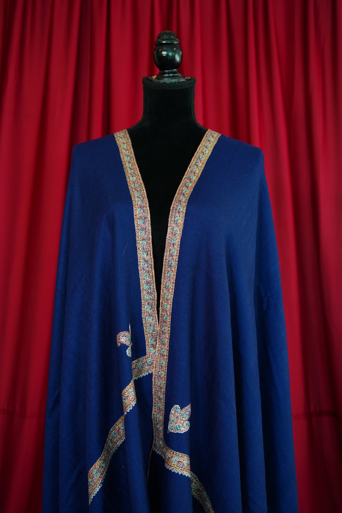 denim blue GI embroidery pashmina shawl 0133