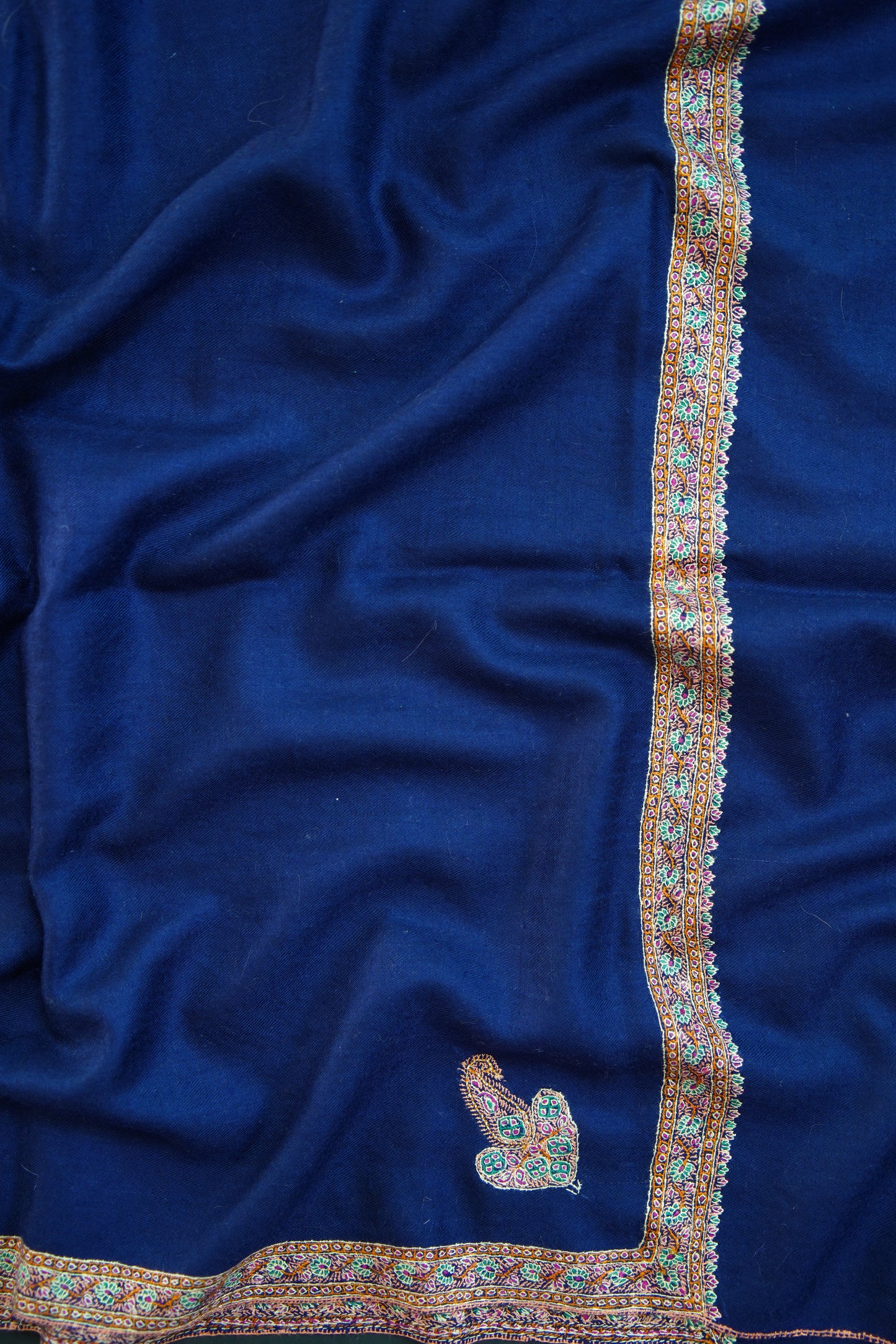denim blue GI embroidery pashmina shawl 0133