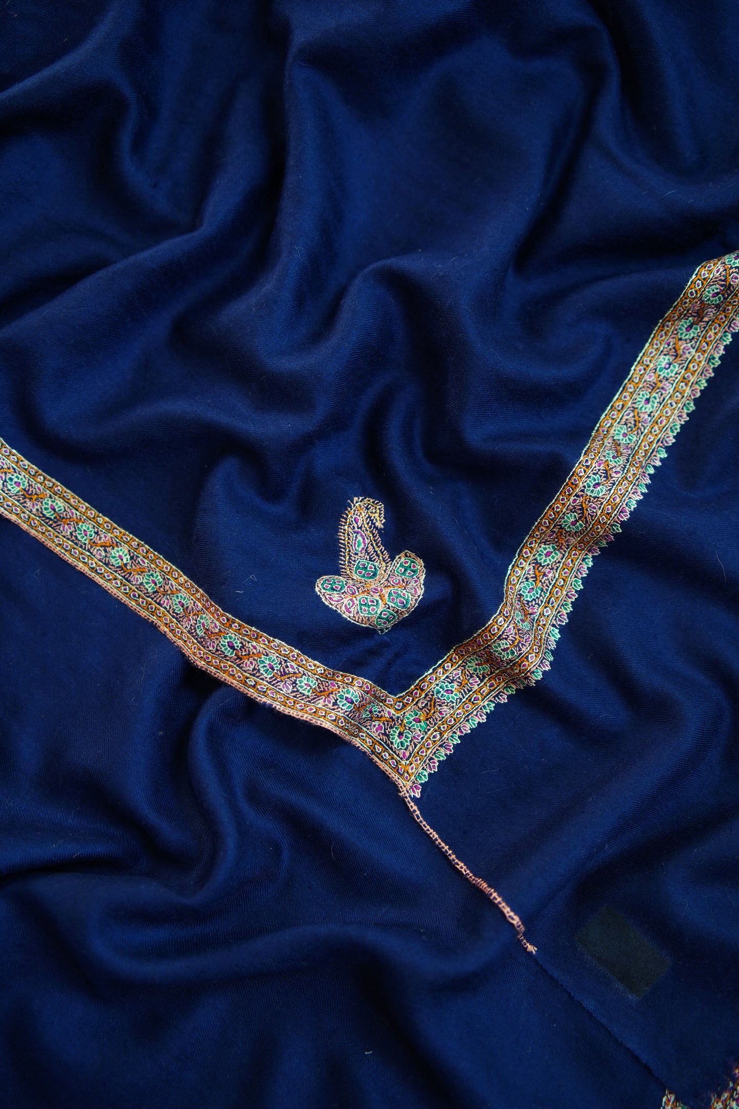 denim blue GI embroidery pashmina shawl 0133
