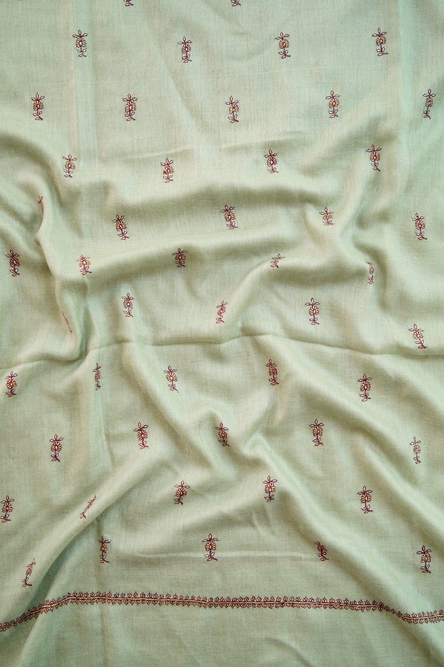 sage green butis GI embroidery pashmina shawl 0141