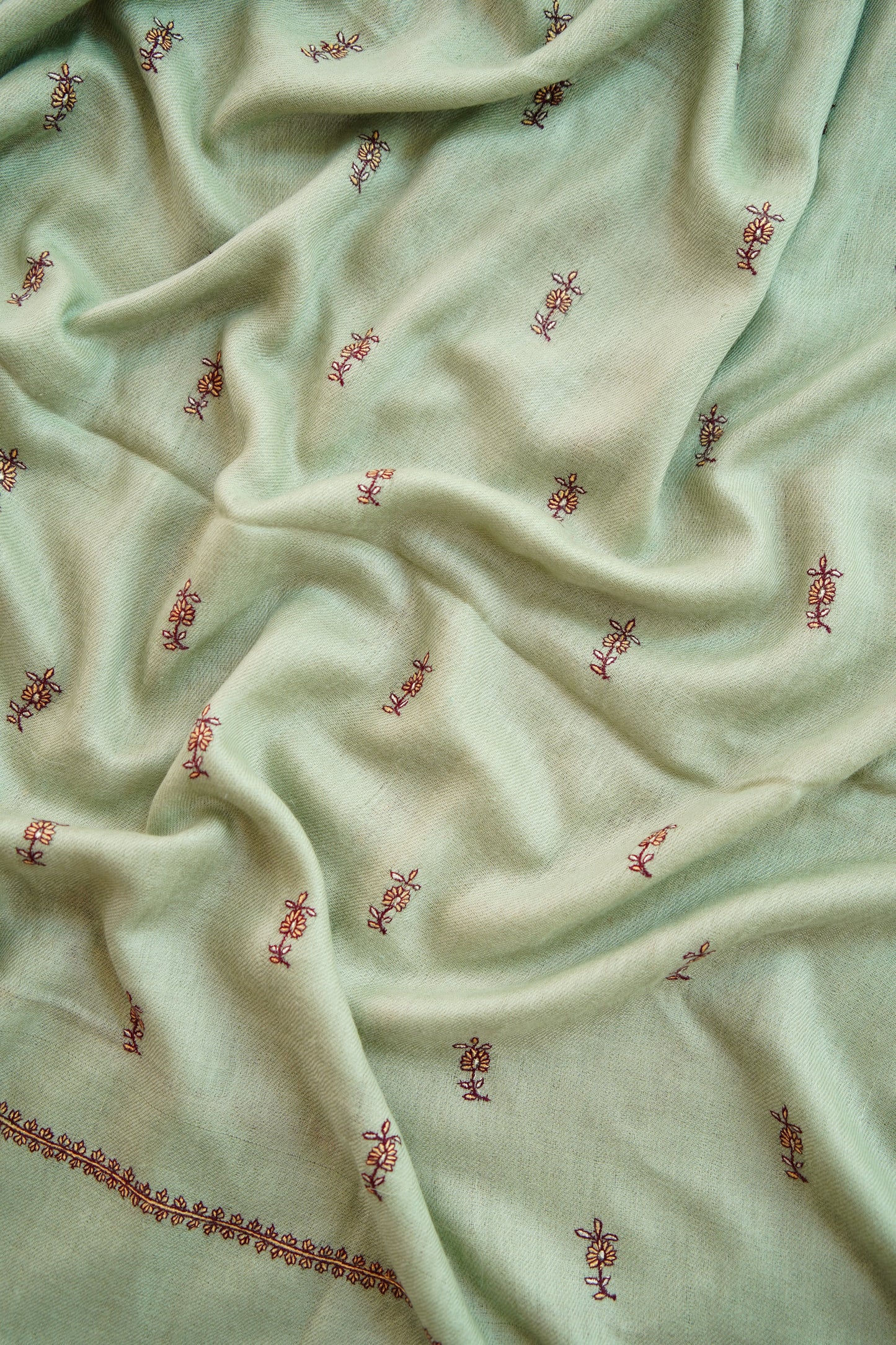 sage green butis GI embroidery pashmina shawl 0141