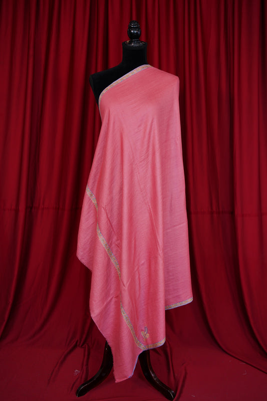 pink GI embroidery pashmina shawl 0144